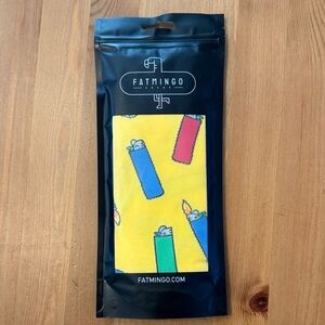 NWT! Fatmingo Men’s Yellow with Colorful Lighter Print Socks